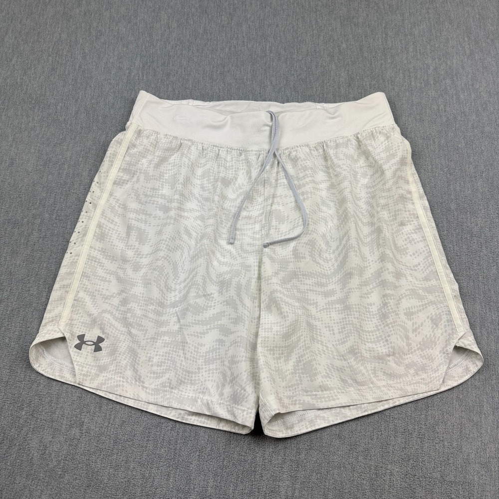 Under Armour Shorts Men Large White Lined Launch Elite 7" Speed Pocket Gym Train